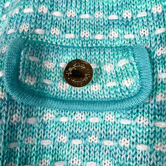 Lilly‎ Pulitzer Kienna Cardigan Cumulus Blue Metallic Marl Open Front Sz S - Picture 4 of 11